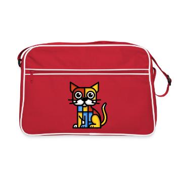 Image colorée d’un chien cubiste - Sac Retro - rouge/blanc - Devant