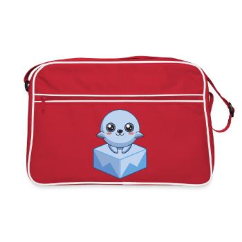 Bébé phoque pixel sur un glaçon - Sac Retro - rouge/blanc - Devant
