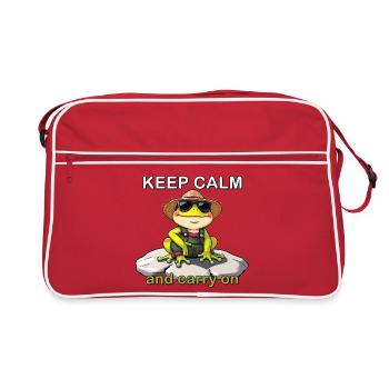 Drôle de grenouille avec des lunettes de soleil et un chapeau de paille - Sac Retro - rouge/blanc - Devant