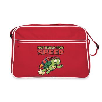 Tortue avec fusée : Pas conçue pour la vitesse - Sac Retro - rouge/blanc - Devant