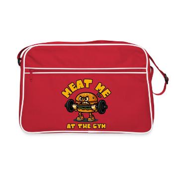 Meat Me At The Gym Hamburger - Retro Tasche - Rot/Weiß - Vorne