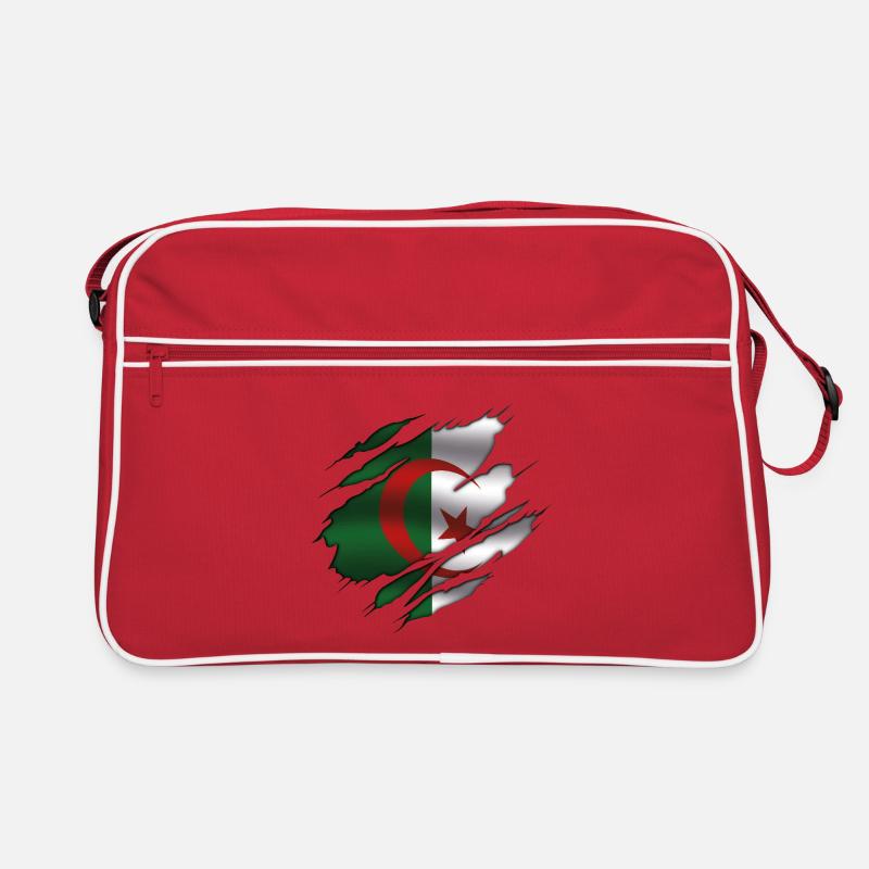 Drapeau de l’Algérie - Algérie - Drapeau déchiré - Sac Retro - rouge/blanc