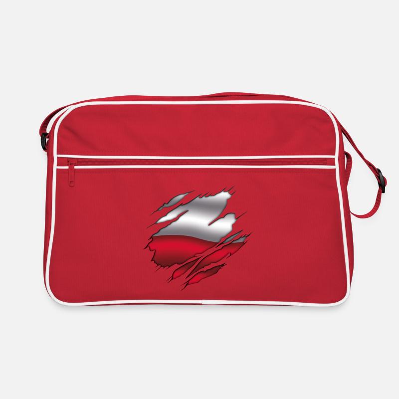 Drapeau de la Pologne - Pologne - Drapeau déchiré Sac Retro