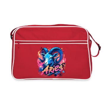 Widder – Sternzeichen – 🔮 ♈ - Retro Tasche - Rot/Weiß - Vorne