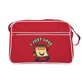 I Love Friday Cartoon - Retro Tasche - Rot/Weiß - Vorne