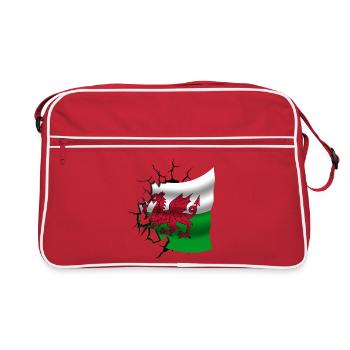 Drapeau du Pays de Galles - Gallois - Drapeau Broken Design - Sac Retro - rouge/blanc - Devant