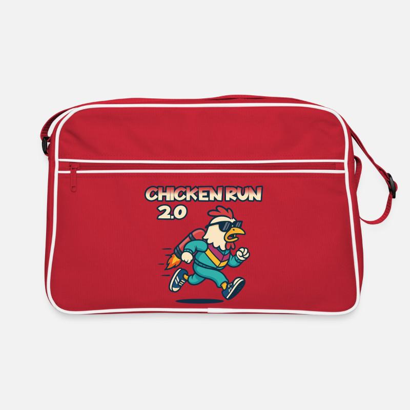 Chicken Run 2.0 Abenteuer-Tee - Retro Tasche - Rot/Weiß