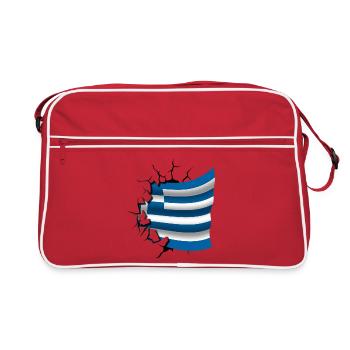 Drapeau de la Grèce - Grèce - Drapeau Broken Design - Sac Retro - rouge/blanc - Devant