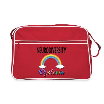 RAINBOW INCLUSION NEURODIVERSITY DYSLEXIA - Retro Tasche - Rot/Weiß - Vorne