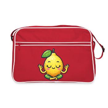 Funny Lemon Yoga Meditation Relaxation Chill - Retro Bag - red/white - Front