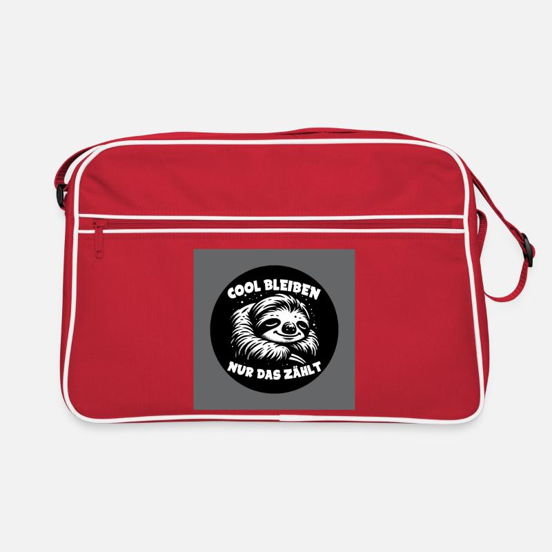 Faultier - immer cool bleiben - immer mit der Ruhe - Retro Tasche - Rot/Weiß
