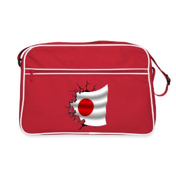 Drapeau du Japon - Japon - Drapeau Broken Design - Sac Retro - rouge/blanc - Devant