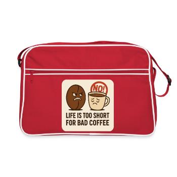 Zu kurz für schlechten Kaffee - Retro Tasche - Rot/Weiß - Vorne