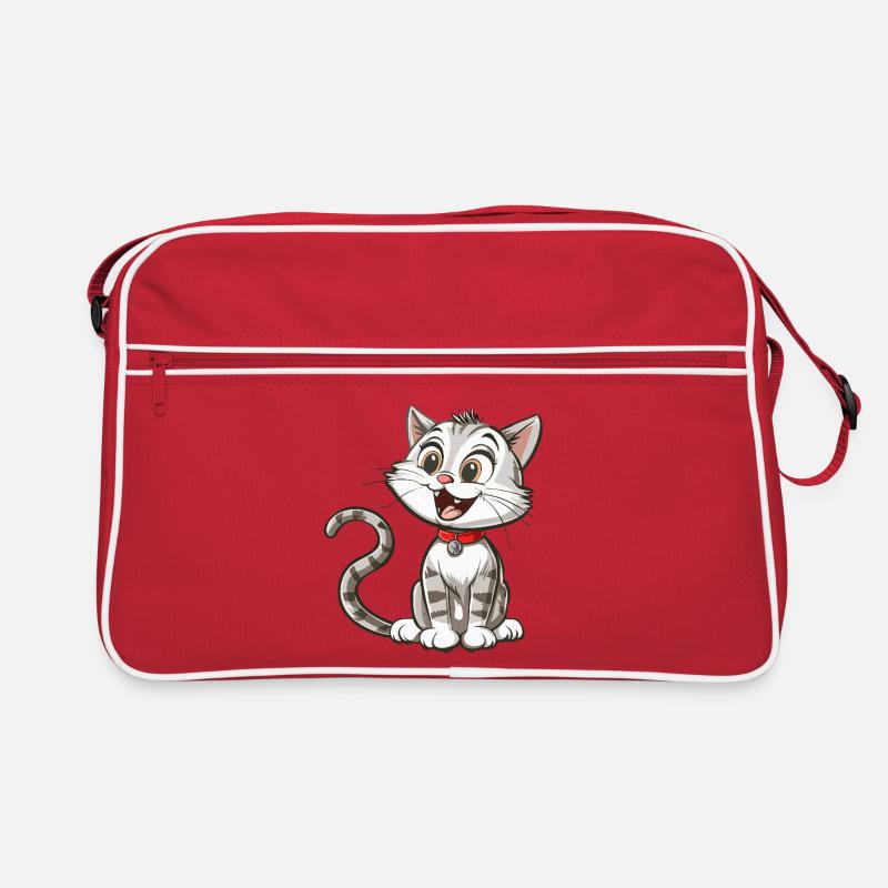 Chat animé joyeux avec collier Sac Retro