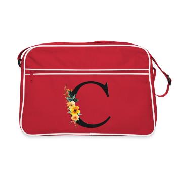 C Monogramme, Floral, Personnalisable - Sac Retro - rouge/blanc - Devant