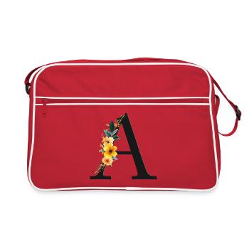 Un monogramme, floral, personnalisable - Sac Retro - rouge/blanc - Devant