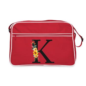K Monogram, Floral, Personnalisable - Sac Retro - rouge/blanc - Devant