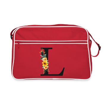 L Monogram, Floral, Personnalisable - Sac Retro - rouge/blanc - Devant
