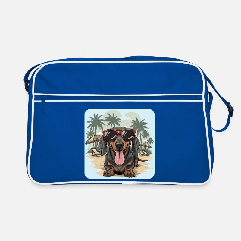 Teckel de plage Teckel Teckel avec lunettes cool Sac Retro