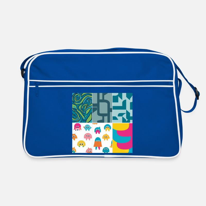 Motif de créature abstrait et ludique vibrant Sac Retro