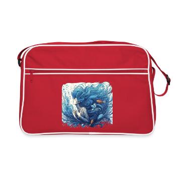 Sirène Sirène Cheveux Bleus Art Nouveau Cadeau - Sac Retro - rouge/blanc - Devant