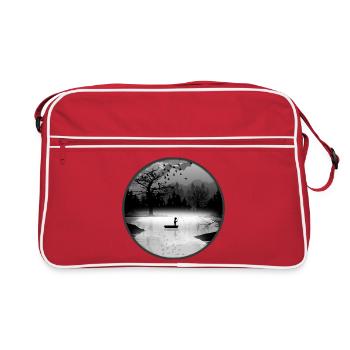 Pêcheurs dans un cadre naturel calme – style silhouette - Sac Retro - rouge/blanc - Devant