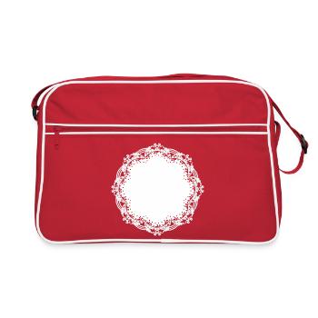Filigree white cake lace as decoration - Retro Bag - red/white - Front