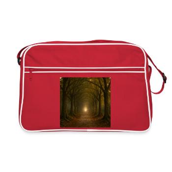 Mystical tree path in the autumn light - Retro Bag - red/white - Front