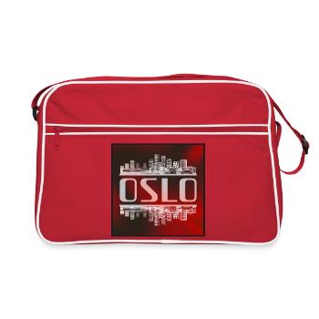 Oslo Skyline Spiegelbild – Norwegen Architektur - Retro Tasche - Rot/Weiß - Vorne