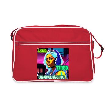 LOUD. TIRED. UNAPOLOGETIC. – Cyber Attitude Poster - Retro Bag - red/white - Front