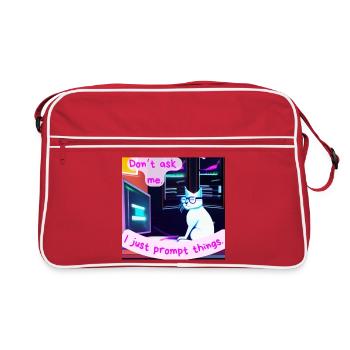 Don't Ask Me, I Just Prompt Things – Grumpy AI Cat - Retro Bag - red/white - Front