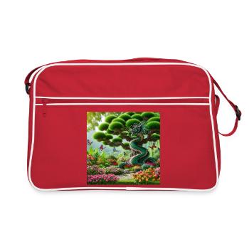 Garden Dragon in Oriental Fantasy Style - Retro Bag - red/white - Front