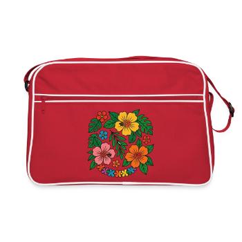 Motif floral d’hibiscus tropical - Sac Retro - rouge/blanc - Devant