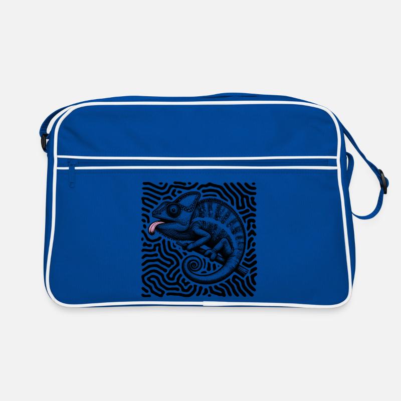 Chamäleon Psychedelisches Labyrinth Kunst Retro Tasche
