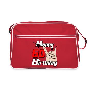 60 Geburtstag Rockhand Design - Retro Tasche - Rot/Weiß - Vorne