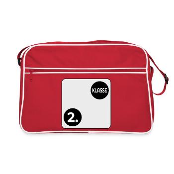 Grundschule 2. Klasse - SPIELWÜRFEL - Retro Tasche - Rot/Weiß - Vorne