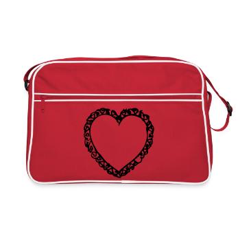 Heart | Heart with distinctive border (Vectorgraphic) - Retro Bag - red/white - Front