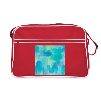 Aquarelles dans les tons bleus et verts - Sac Retro - rouge/blanc - Devant