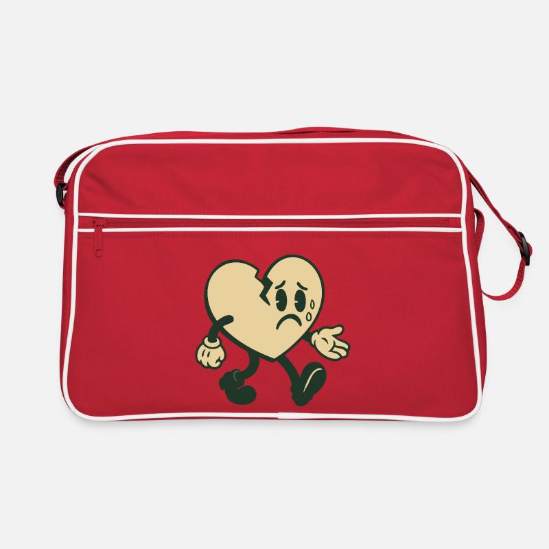 Broken heart with sad expression Retro Bag