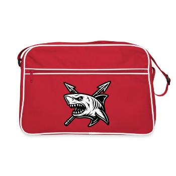 ''King Of The Sea (KOTS)'' shark with two harpoons - Retro Bag - red/white - Front