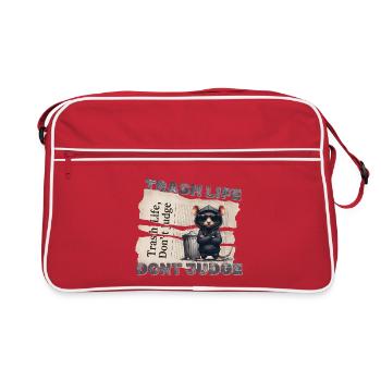 Trash rat with sunglasses and trash motif - Retro Bag - red/white - Front