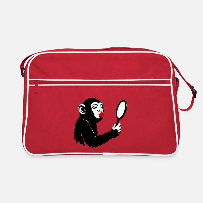 Eitle Affendame mit Spiegel Retro Tasche