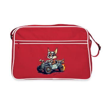 Vintage Fox Racer mit Flammen - Retro Tasche - Rot/Weiß - Vorne