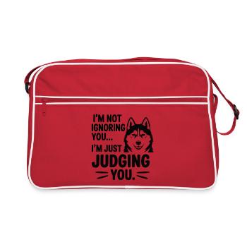 Ich ignoriere dich nicht, Husky - Retro Tasche - Rot/Weiß - Vorne