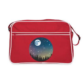 Celestial Night Forest Pattern - Retro Bag - red/white - Front