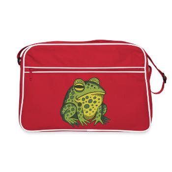 Illustration fantaisiste de grenouille verte - Sac Retro - rouge/blanc - Devant