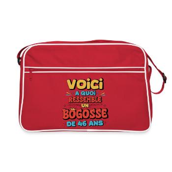 Humor &amp; Resilienz 46 Jahre - Retro Tasche - Rot/Weiß - Vorne