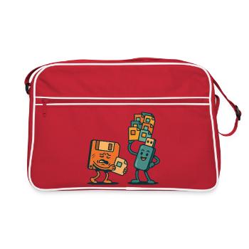 Disquette vs clé USB : le sarcasme des technologies rétro - Sac Retro - rouge/blanc - Devant