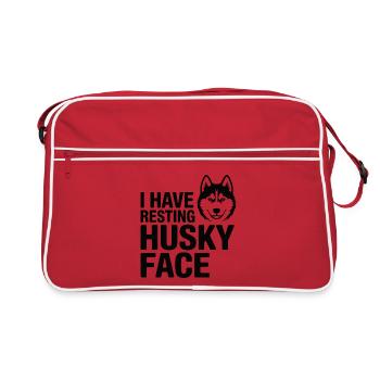 Ruhendes Husky-Gesicht Lustiges Hundezitat - Retro Tasche - Rot/Weiß - Vorne