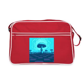 Scène Futuriste De Champignons Psychédéliques Bleus - Sac Retro - rouge/blanc - Devant